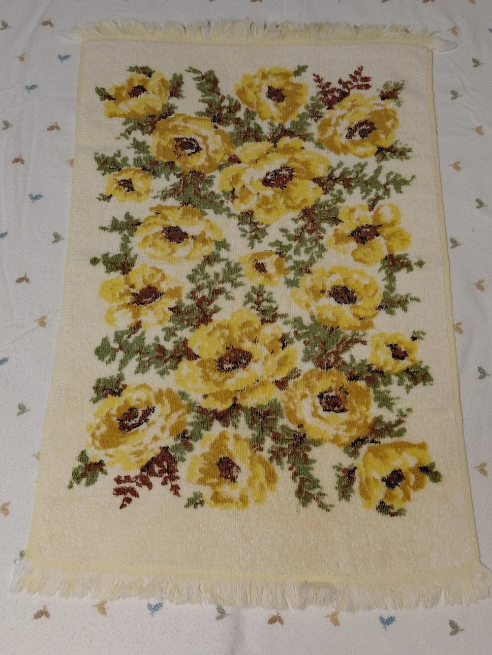 Yellow Floral Fringe Hand Towels - Set of 4
